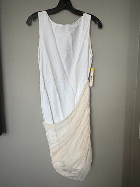 NWT Alice + Olivia Maura Draped Asymmetrical Mini Dress White - Size 2